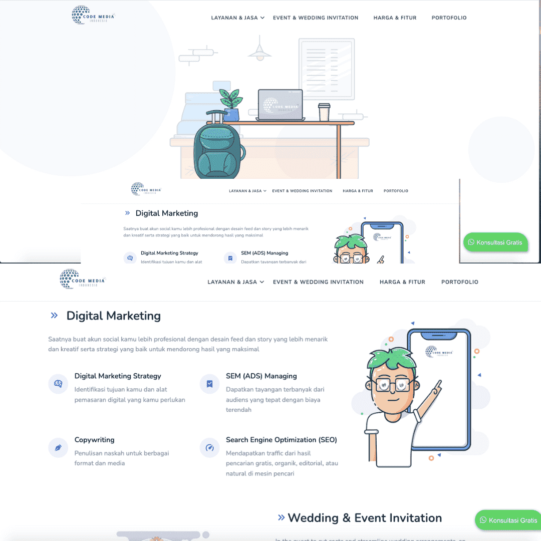 Project Code Media Indonesia Landing Page - Web Development by AV Labs Indonesia