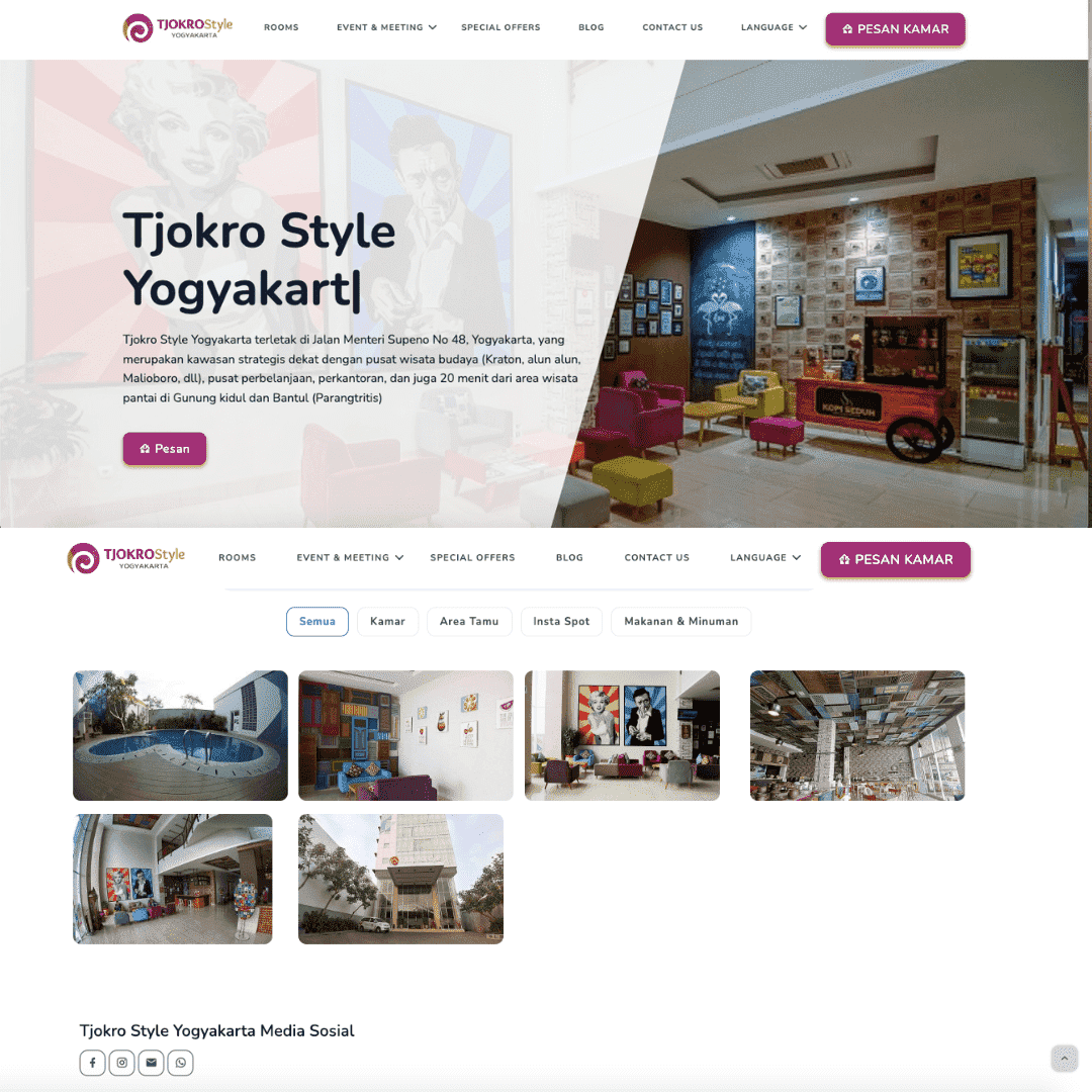 Project Tjokro Style Hotel Website - Web Development by AV Labs Indonesia